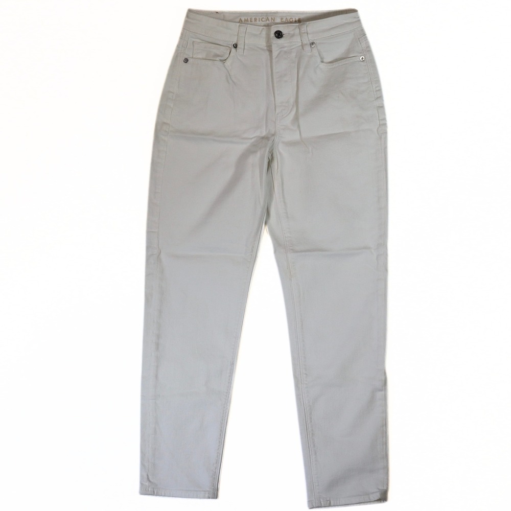 American Eagle Mom‎ Jean Womens 2 White Stretch High Rise Tapered Casual Denim